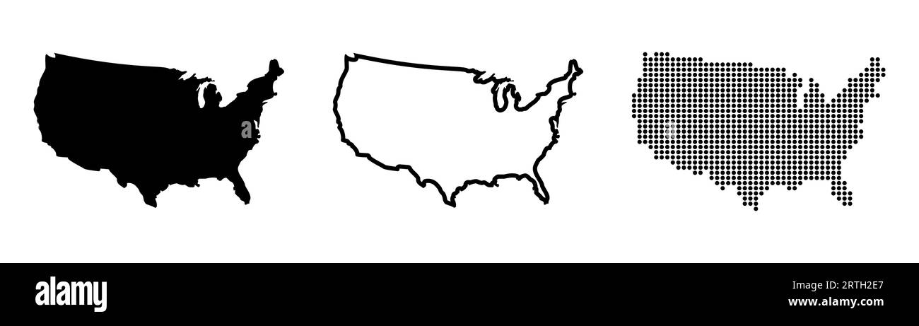 USA map contour. USA map symbol. Glyph and outline America map. United States map. Dotted style in vector Stock Vector