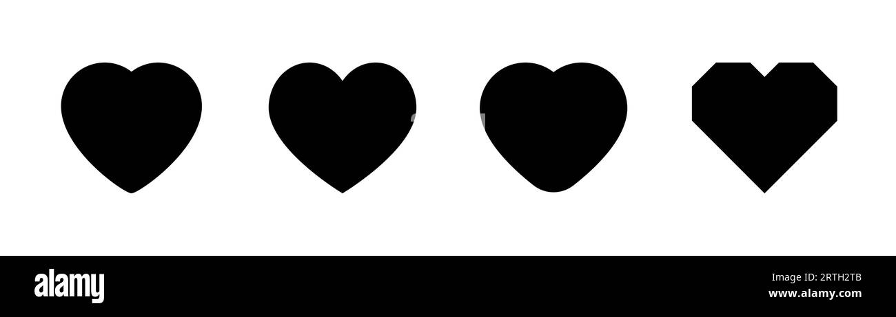 Heart icon in glyph. Heart shape symbol. Love illustration. Heart sign in glyph. Love illustration set. Stock vector Stock Vector