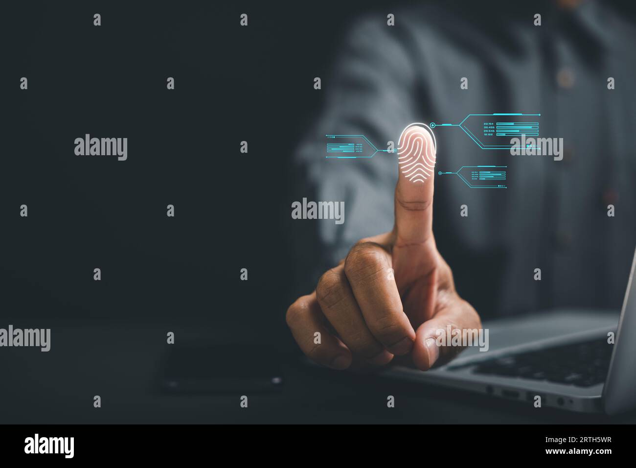 Futuristic biometric identification fingerprint scanner providing ...