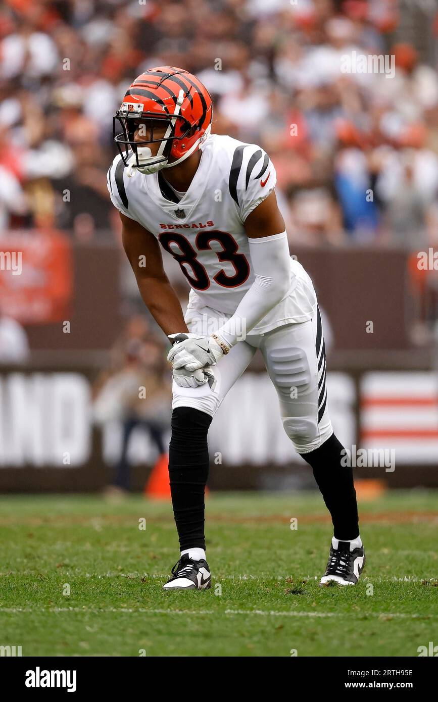 Cincinnati Bengals wide receiver Tyler Boyd (83) lines up for a play during  an NFL football game against the Cleveland Browns, Sunday, Sep. 10, 2023,  in Cleveland. (AP Photo/Kirk Irwin Stock Photo - Alamy
