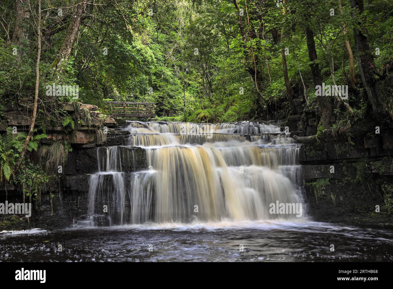 Waterfall in Ashgill, North Pennines, Garrigill, Cumbria, UK Stock Photo