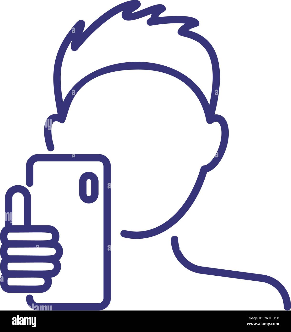 Taking selfie line icon Stock Vector