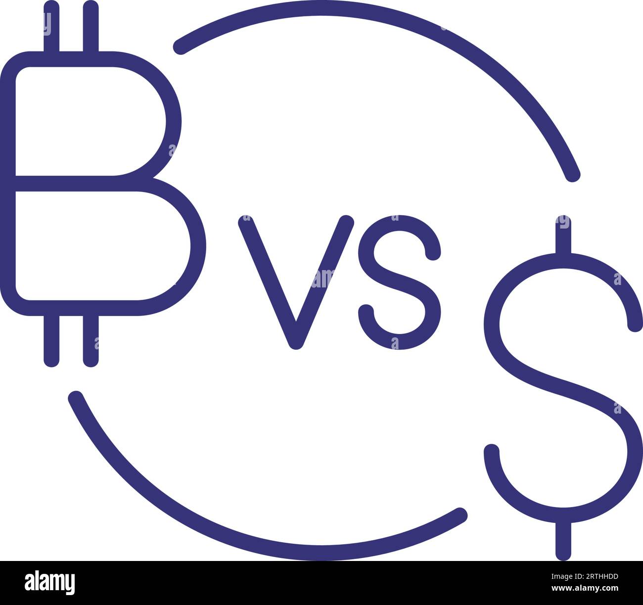 Bitcoin vs dollar line icon Stock Vector