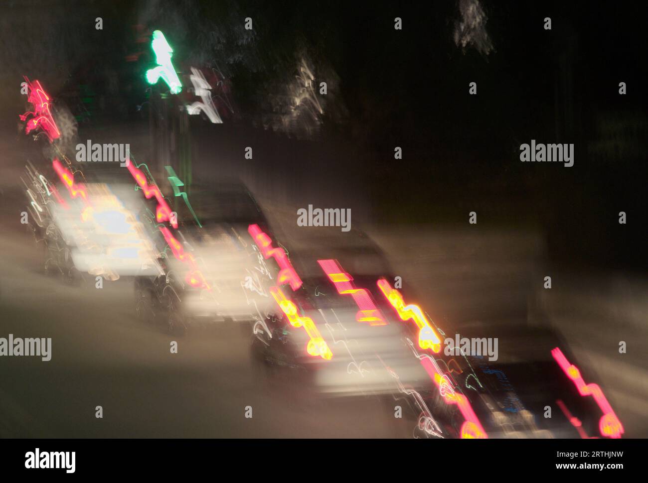 car lights in the night Stock Photo