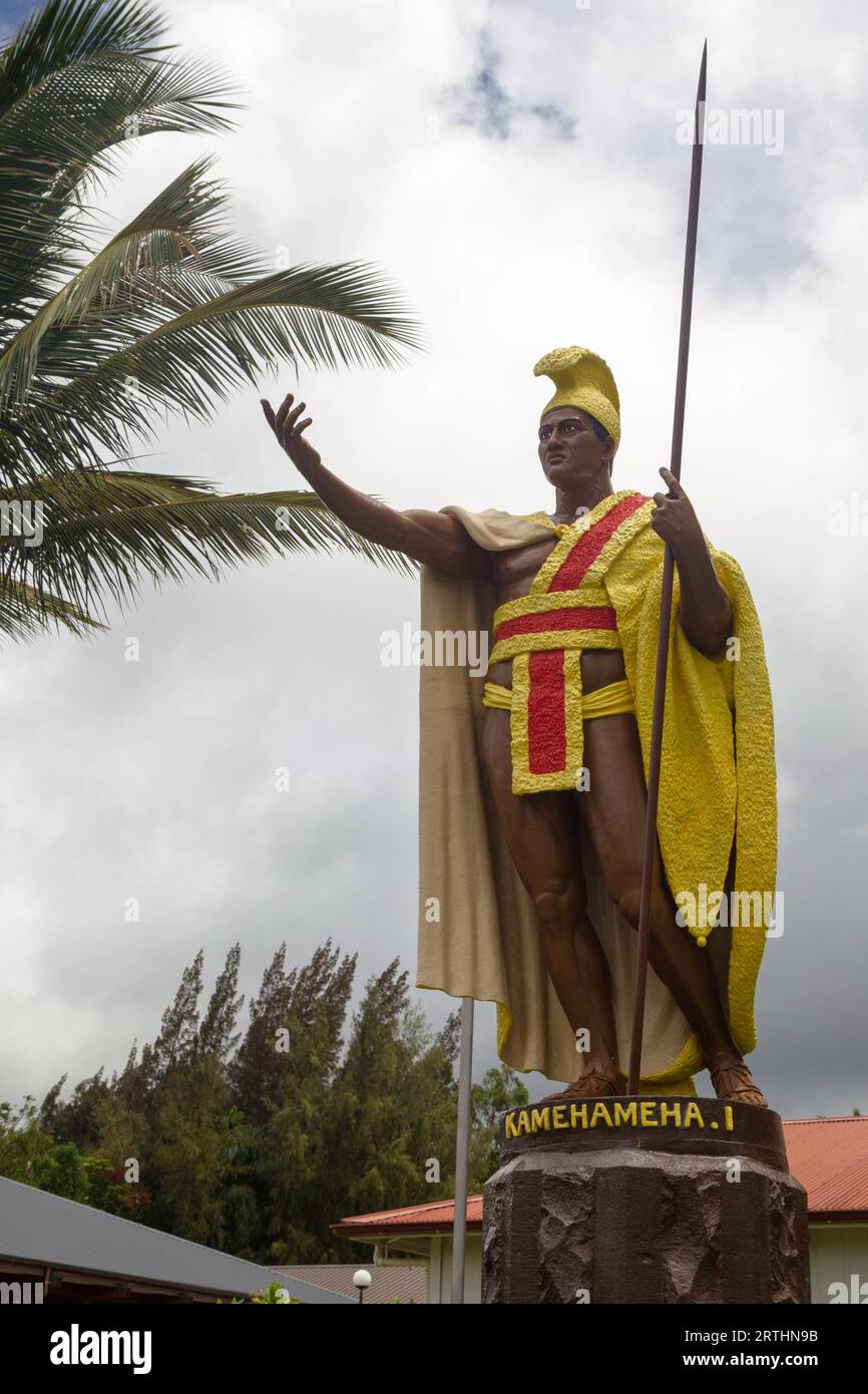 Statue of King Kamehameha I in Kapaau on Big Island, Hawaii, USA Stock