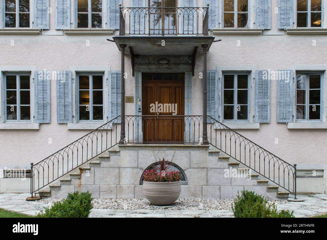 Manufacture visit in Switzerland for a guided tour and explanation of the process to make a Swiss mechanical watch. Stock Photo