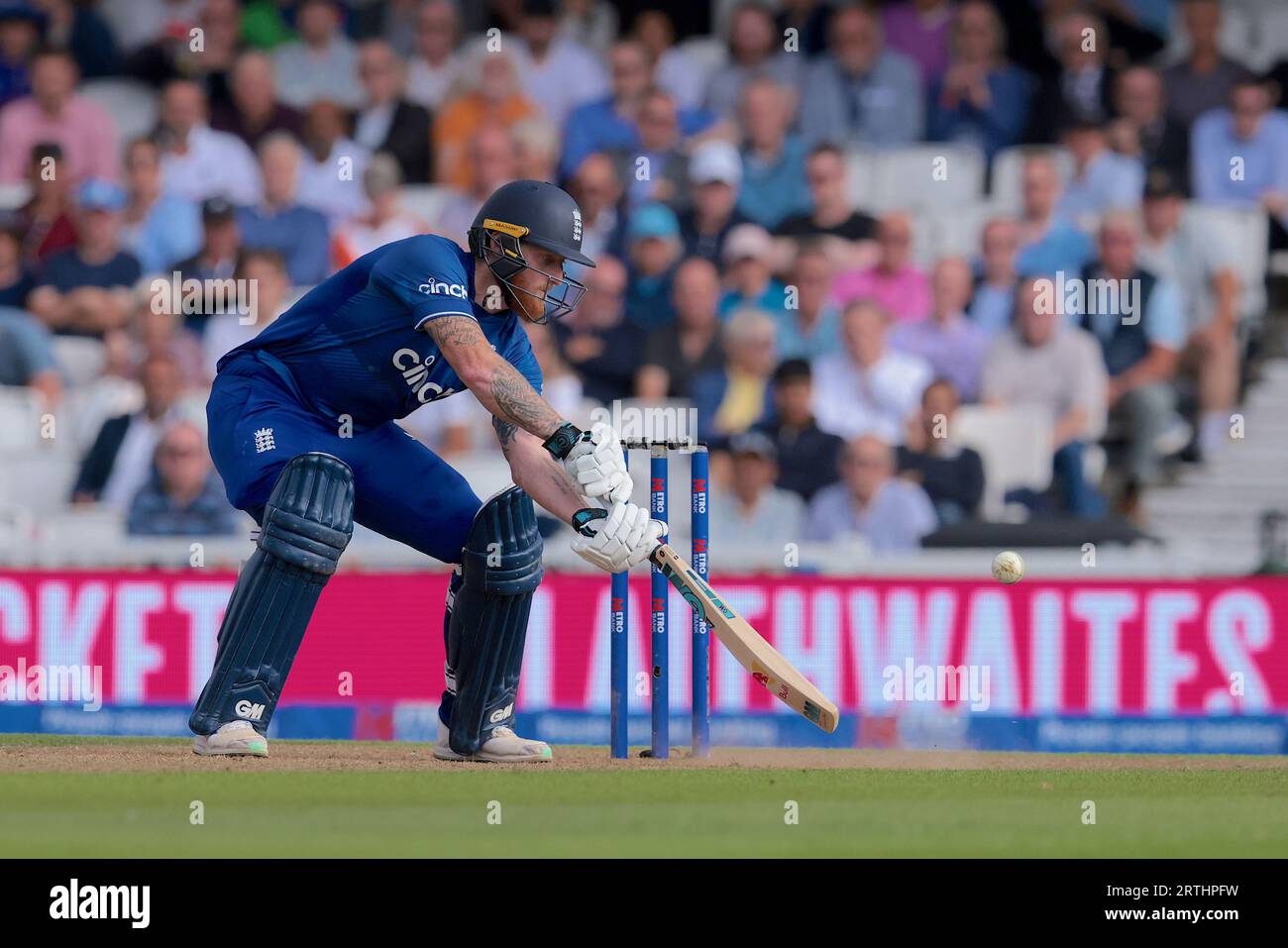 London, UK. 13th Sep, 2023. England's Ben Stokes batting as England take on New Zealand in the 3rd Metro Bank One Day International at The Kia Oval Credit: David Rowe/Alamy Live News Stock Photo
