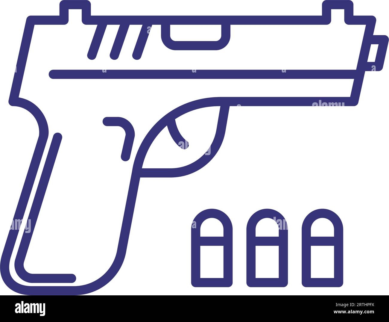 Pistol with bullets line icon Stock Vector Image & Art - Alamy