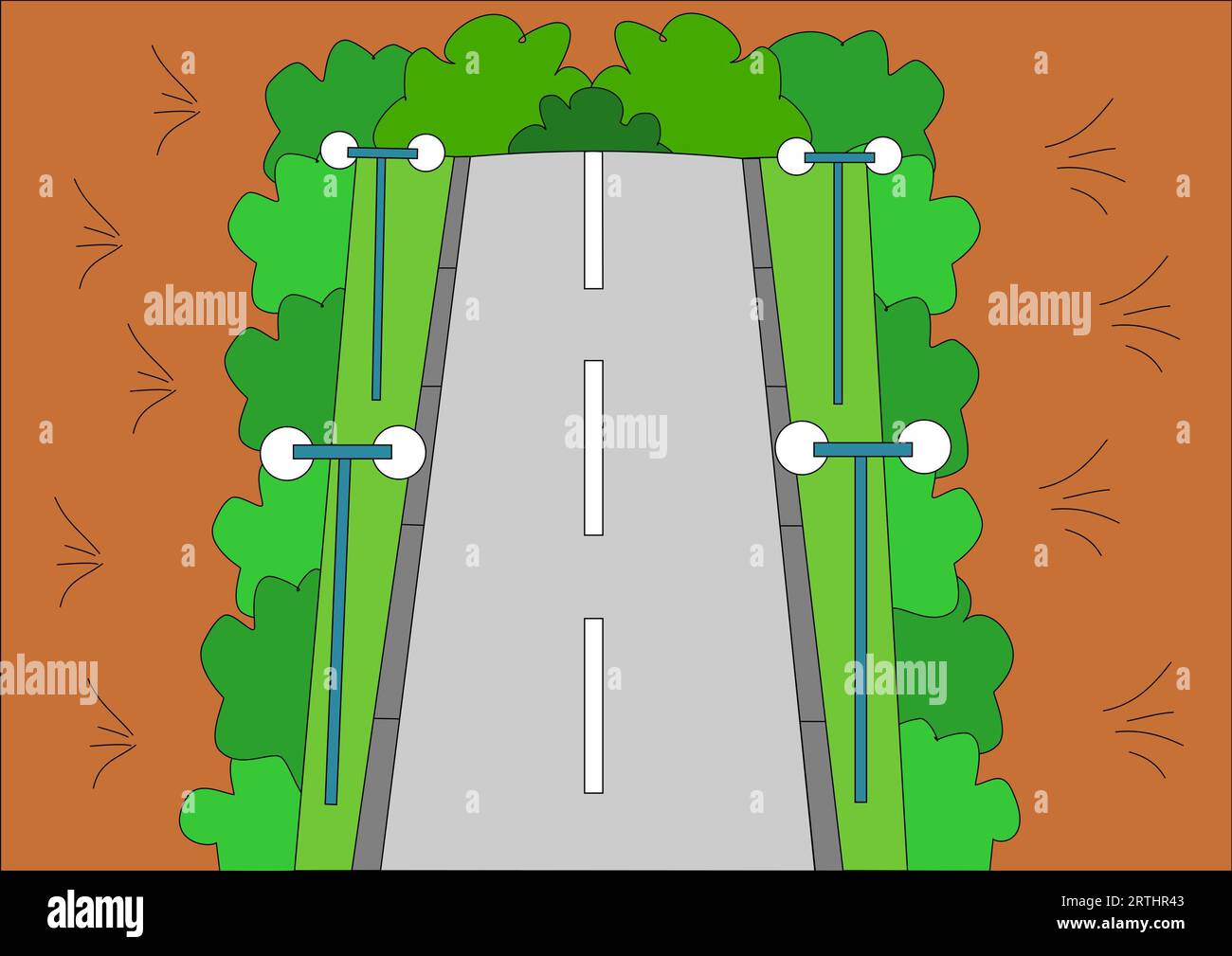 Country Road Background Fields And Bushes Illustration Stock Photo Country road background fields and bushes illustration stock photo
