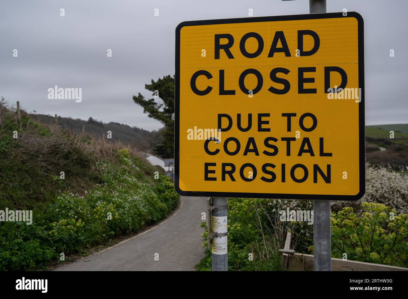 Coastal Erosion. Roseland Peninsular, South Cornwall, UK Stock Photo