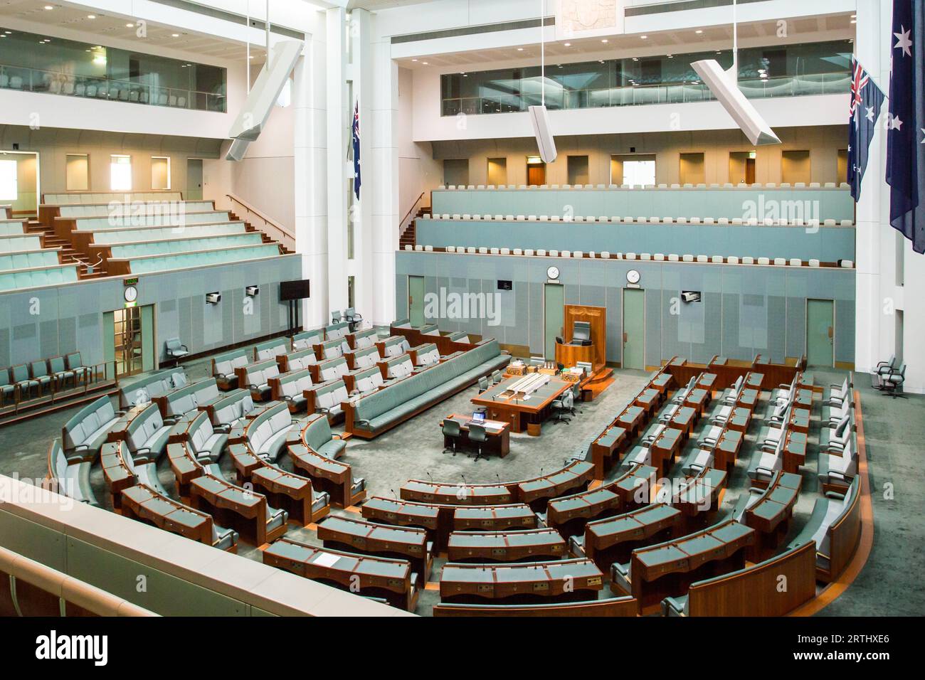 CANBERRA, AUSTRALIA, MAR 25, 2016: Interior view of the House of Representatives in Parliament House, Canberra, Australia Stock Photo