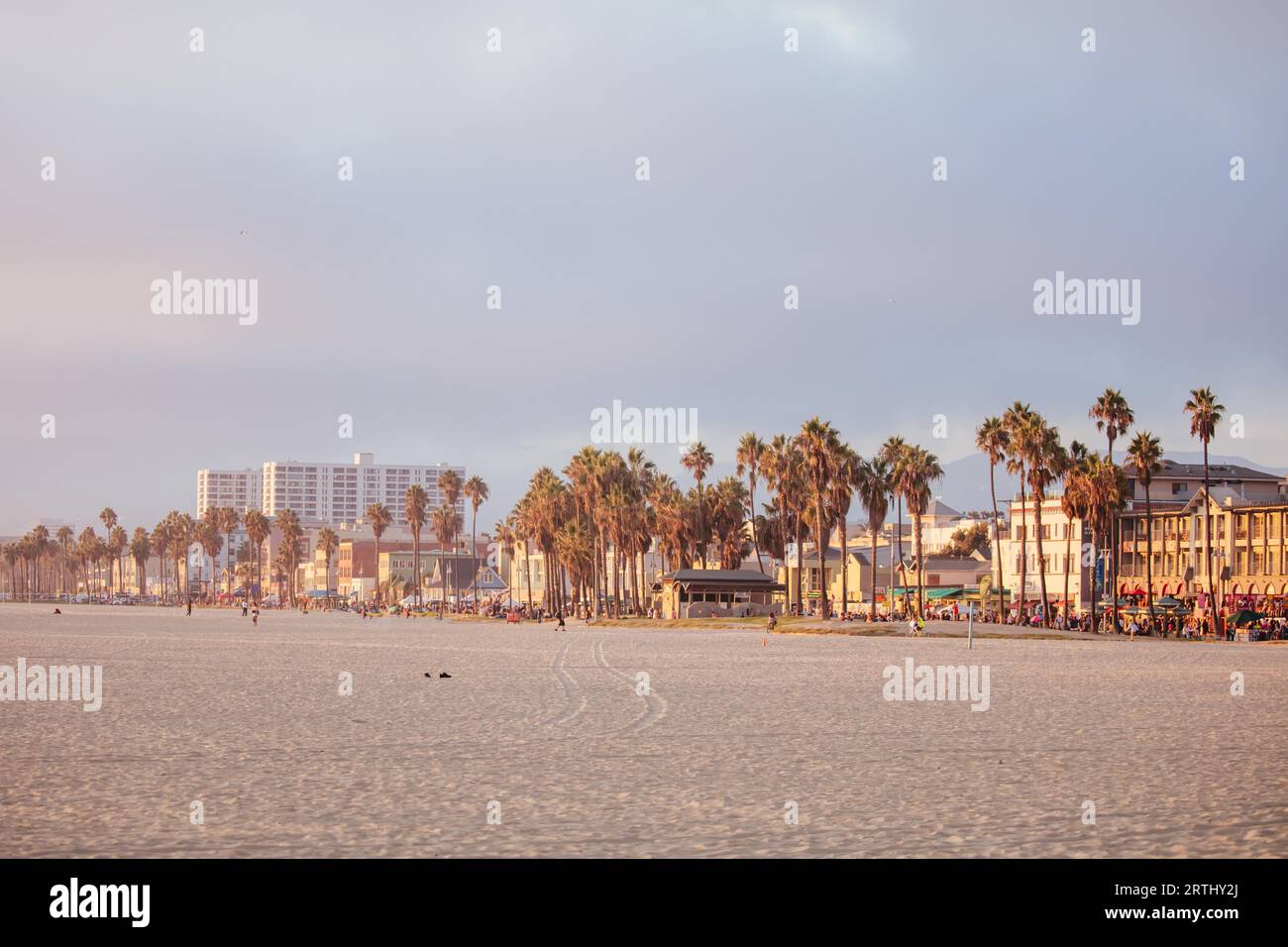 Houses and condos line the santa monica beach front close to santa