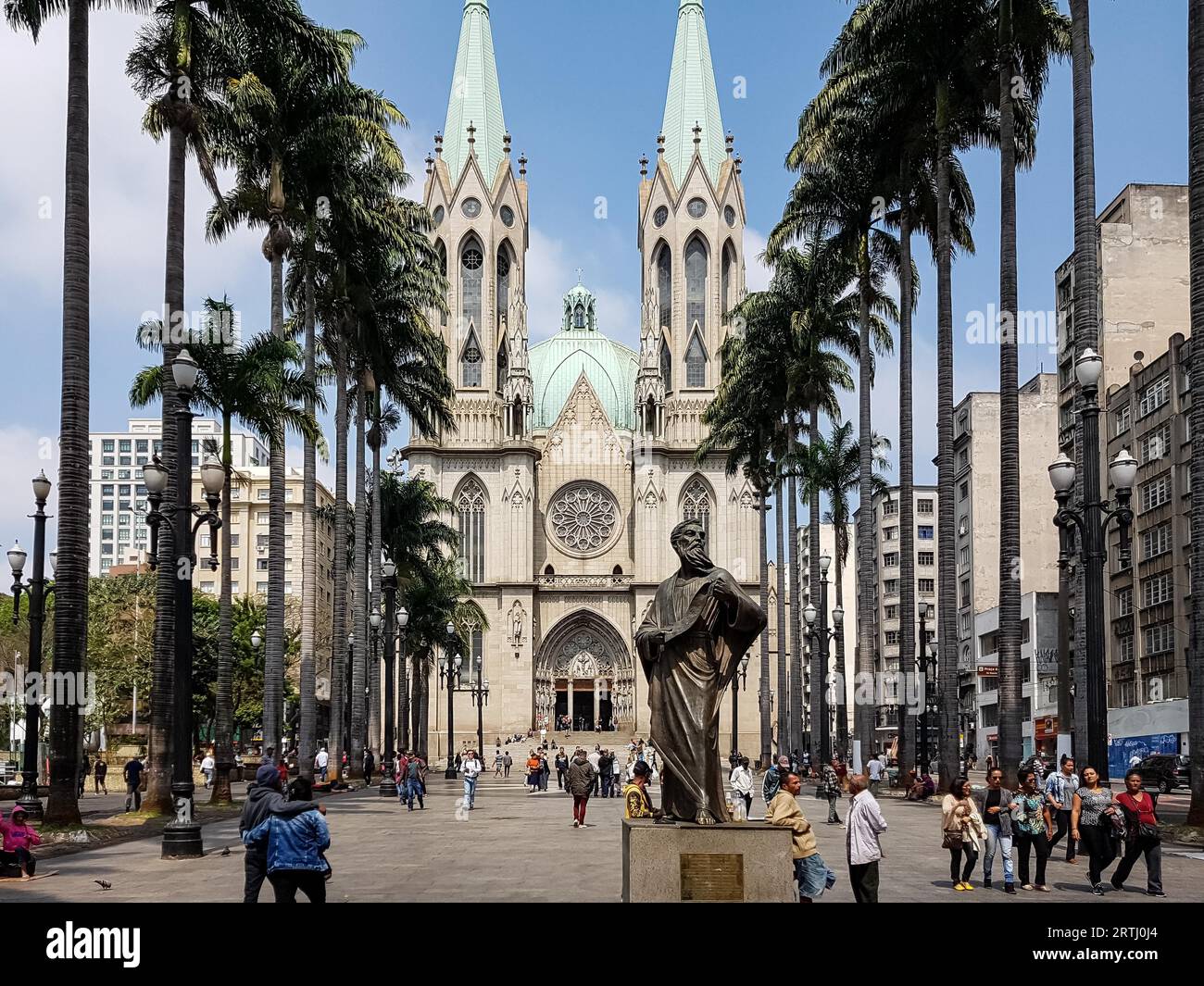 Majestic Metropolitan Cathedral of Sao Paulo at Cathedral Square in ...
