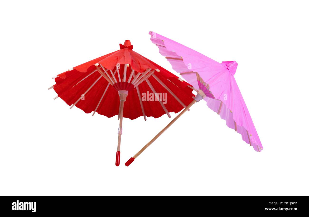 multicolored chinese umbrellas isolated on white background Stock Photo ...