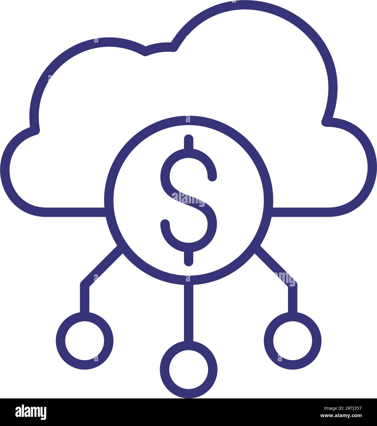E-wallet cloud line icon Stock Vector