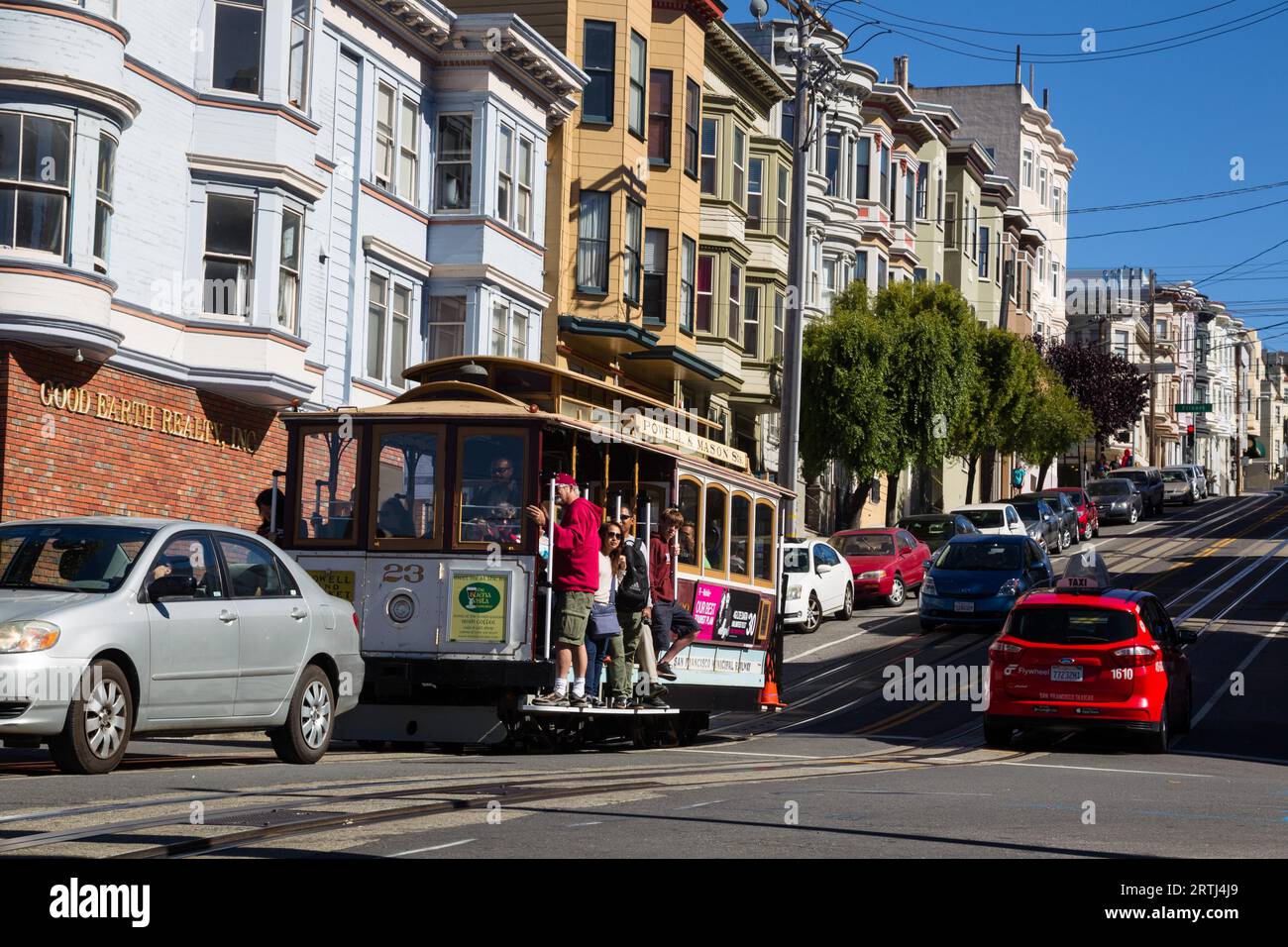 Cable Car on Mason Street in San Francisco, California, USA Stock Photo