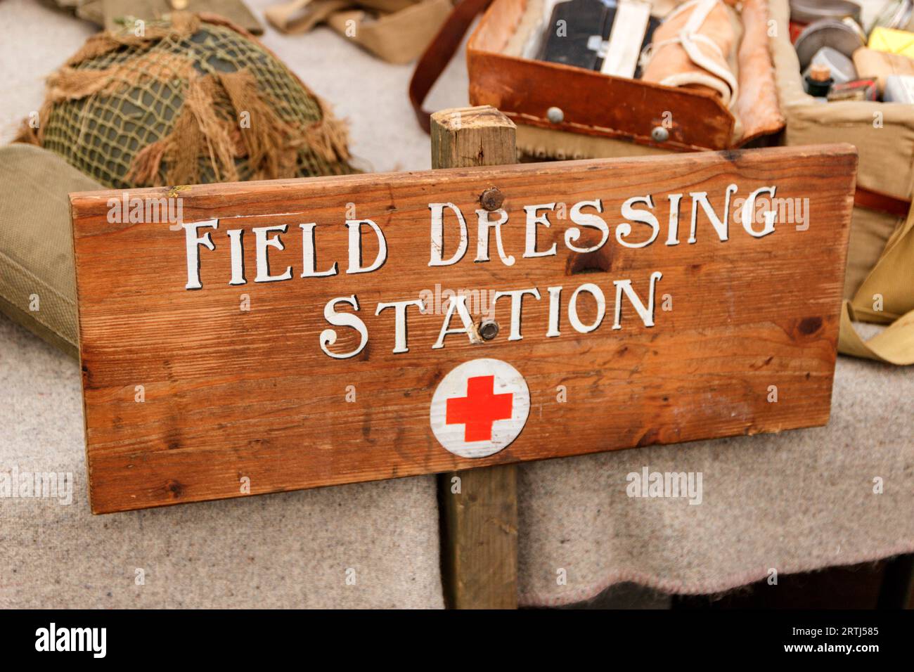 Field Dressing Station sign. Southport Air Show 2023. Stock Photo
