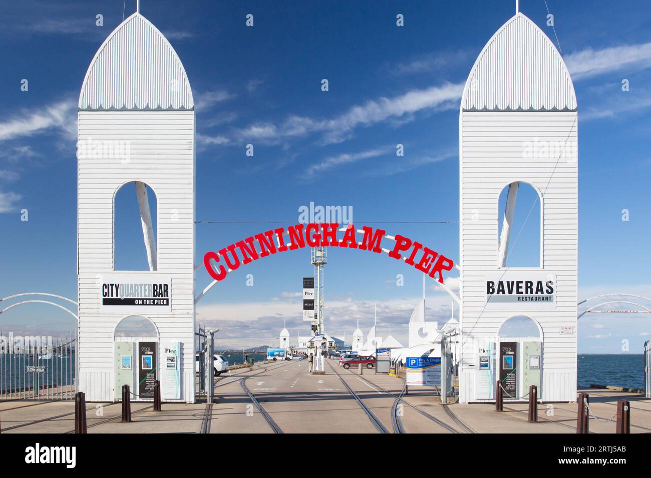 The famous landmark of Cunningham Pier in Geelong, Victoria, Australia Stock Photo