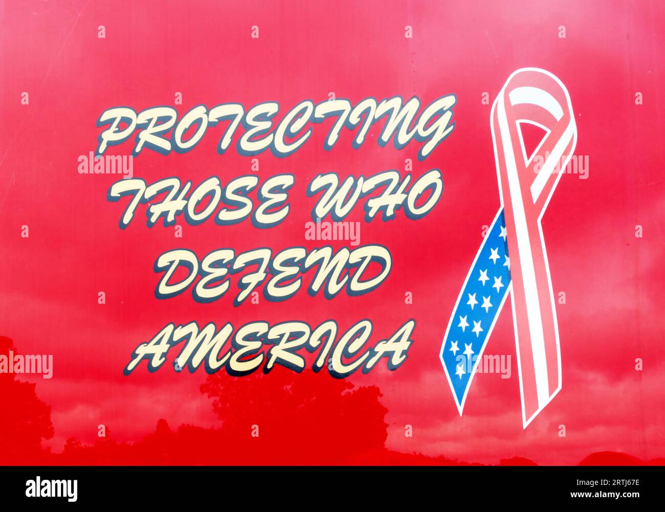 Protecting Those who Defend America Sign Washington DC USA Stock Photo