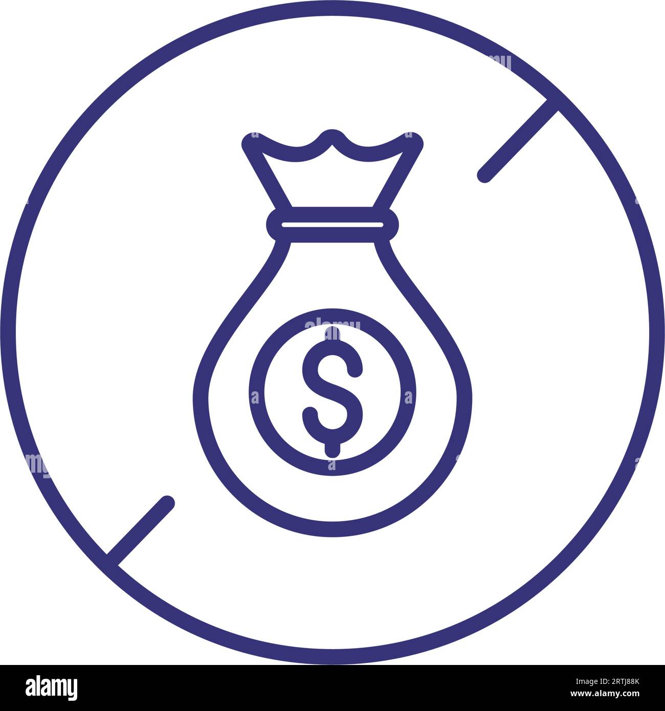 No dollar money bag line icon Stock Vector