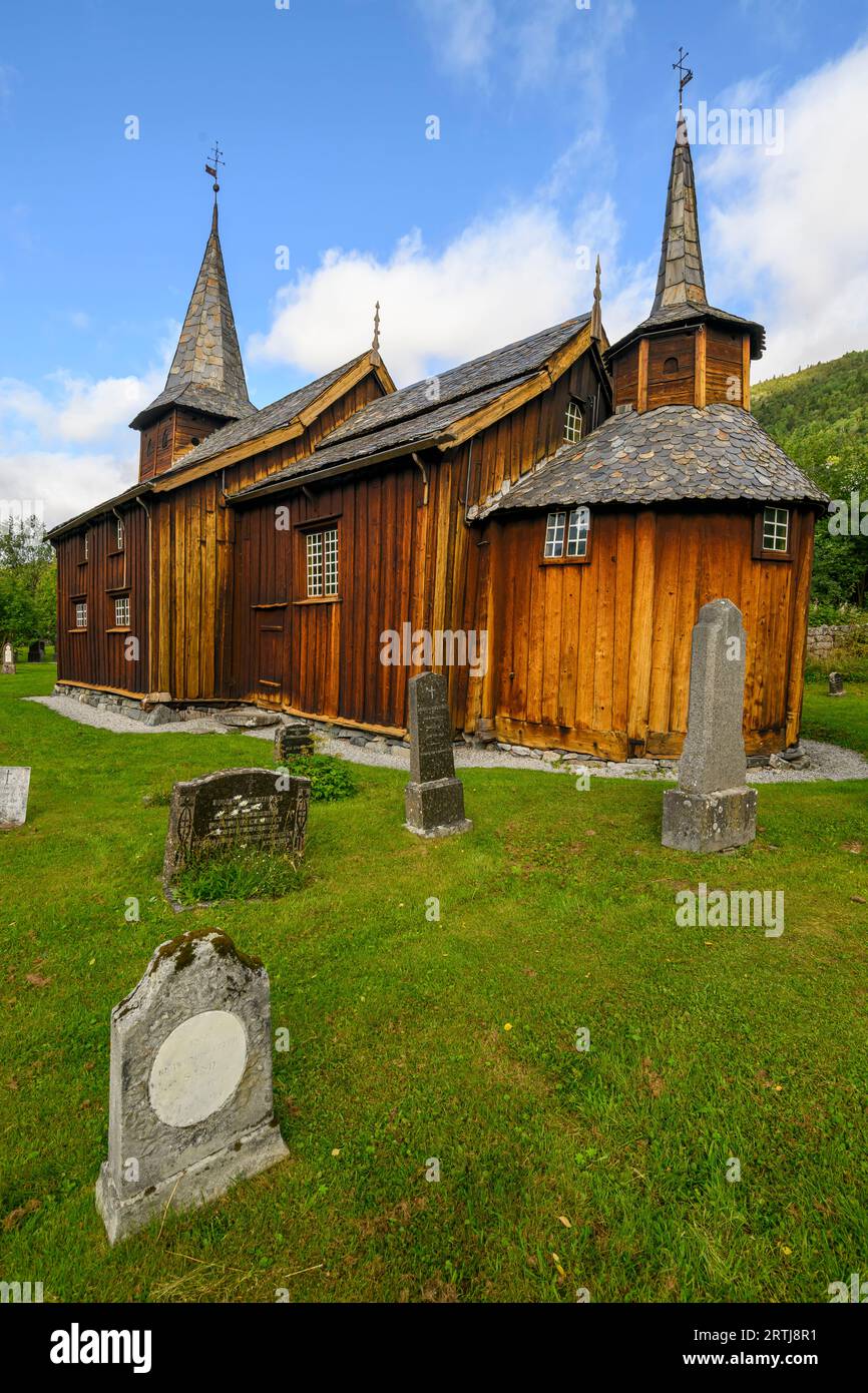 'Hol Old Church' (originates from 1200-century) in Hol, Viken, Norway. Stock Photo