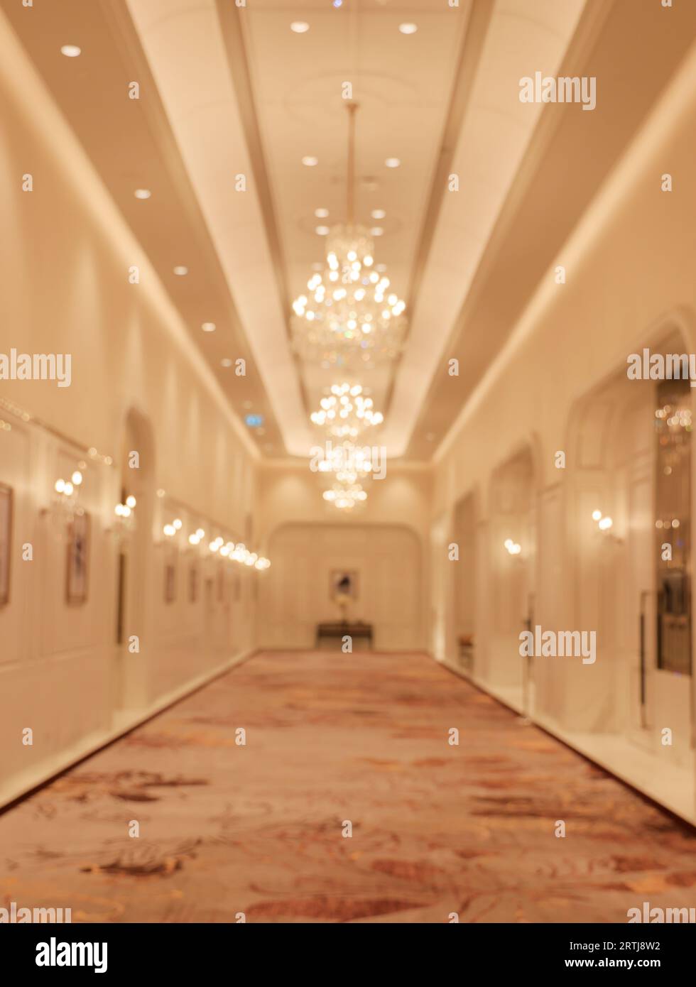 Blur, Abstract Blurred, unfocus, defocus image of modern corridor or hallway. Mystical interior of empty corridor. Stock Photo