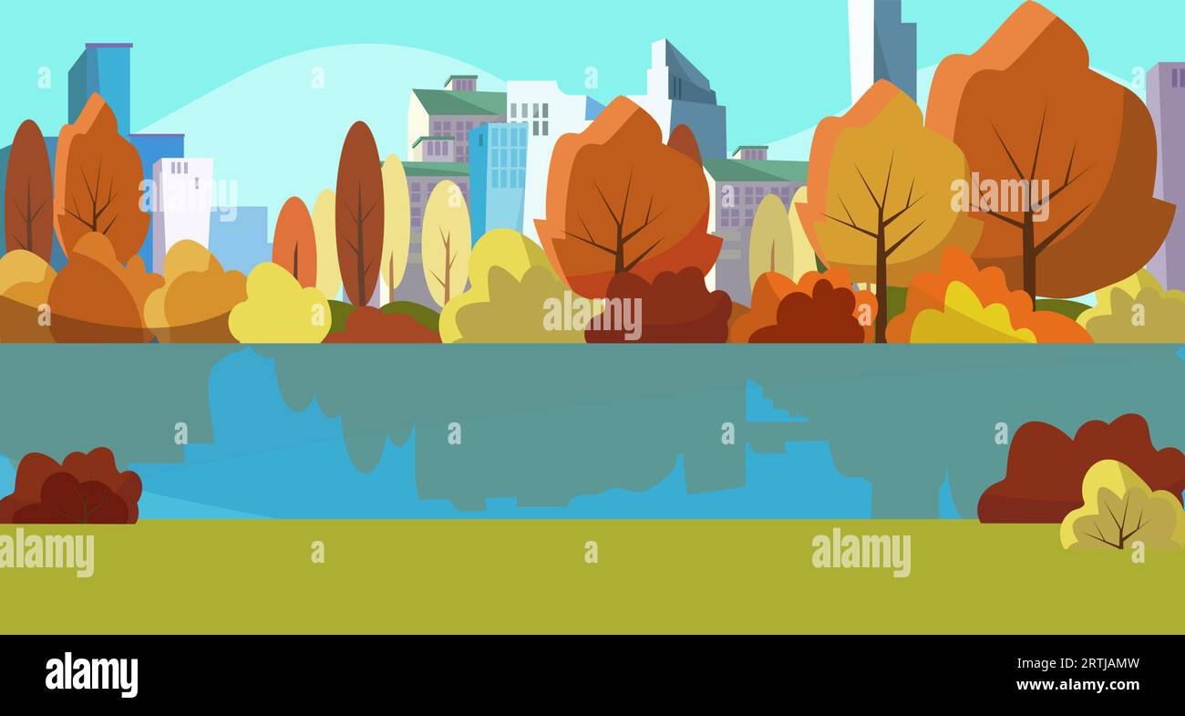 Autumn urban park vector illustration Stock Vector Image & Art - Alamy