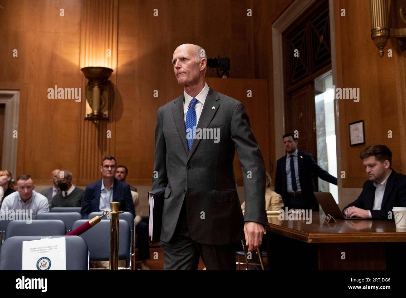 Sen. Rick Scott, R-Fla., arrives before a homeland security and ...