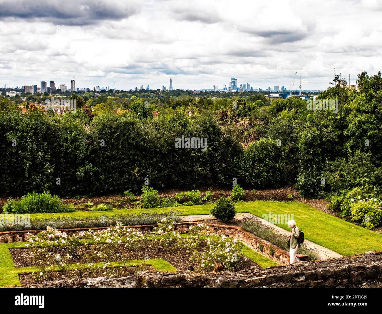 Panoramic view of London skyline as seen from Eltham Palace gardens