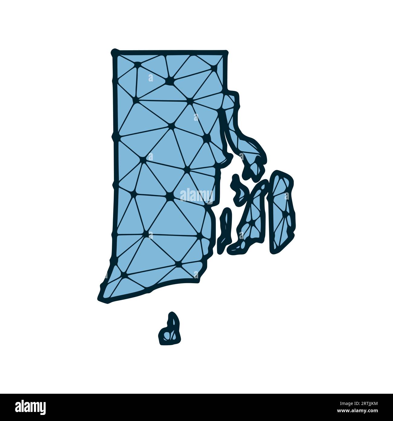 Rhode Island state map polygonal illustration made of lines and dots, isolated on white background. US state low poly design Stock Vector