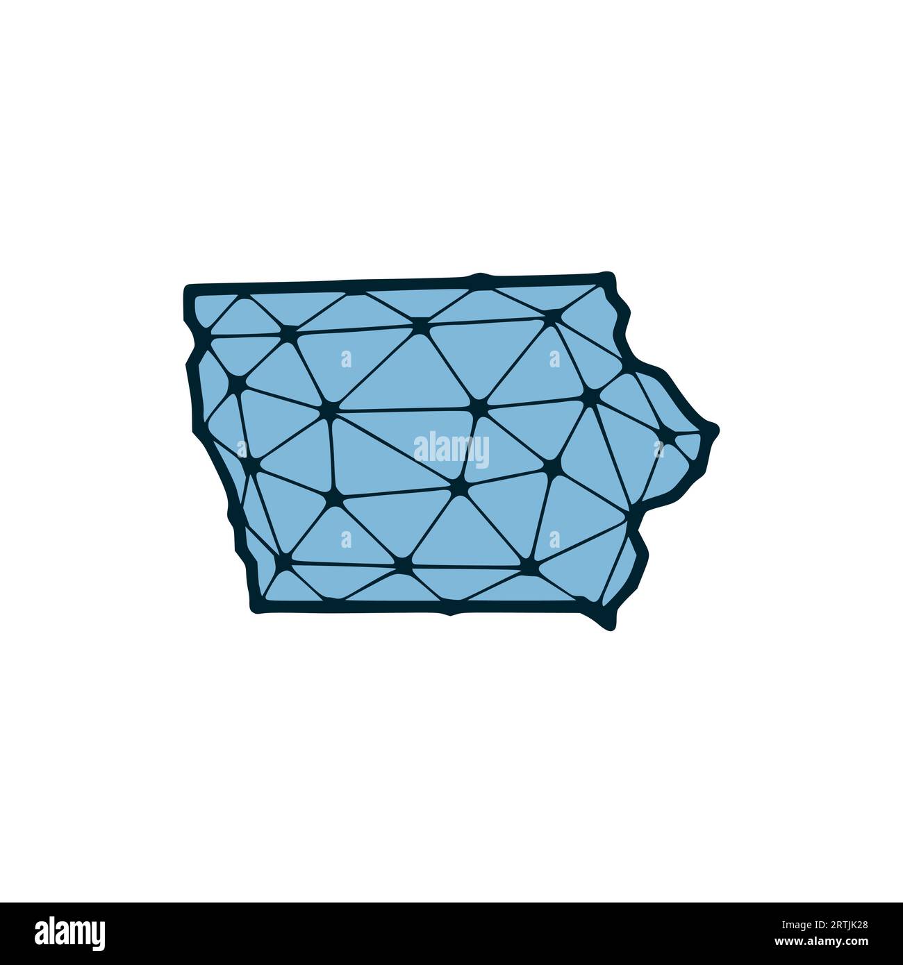 Iowa state map polygonal illustration made of lines and dots, isolated