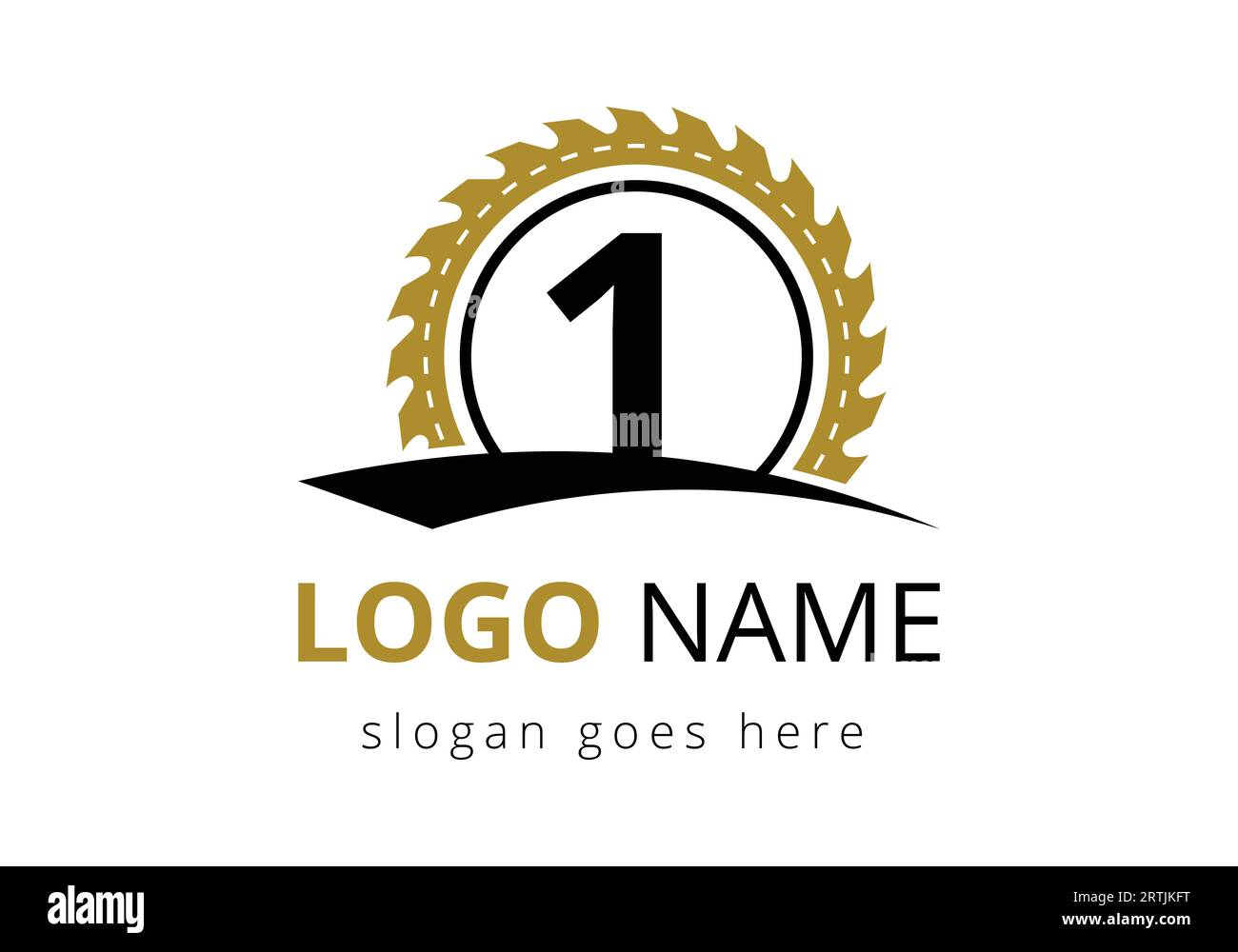 Letter 1 Carpenter Logo Design Vector Template. woodworking logo design. Font emblem Stock Vector