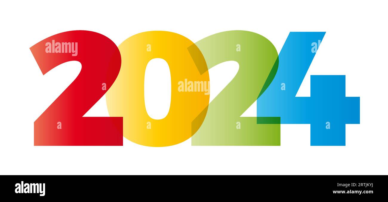The word 2024. Vector banner with the text colored rainbow Stock Vector