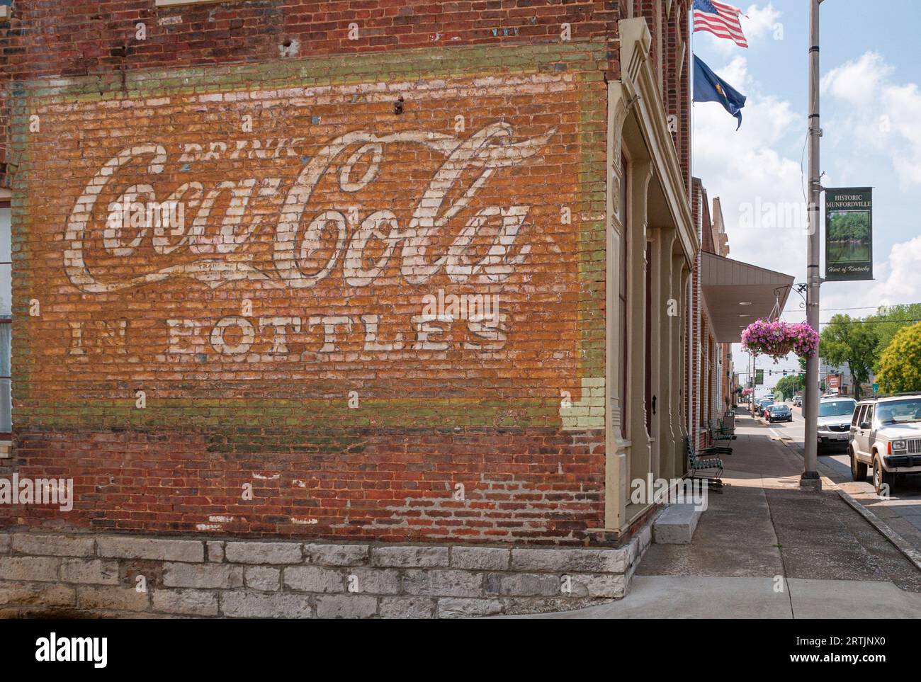 Old ghost sign for Coca Cola on the side of a building in Kentucky Stock Photo