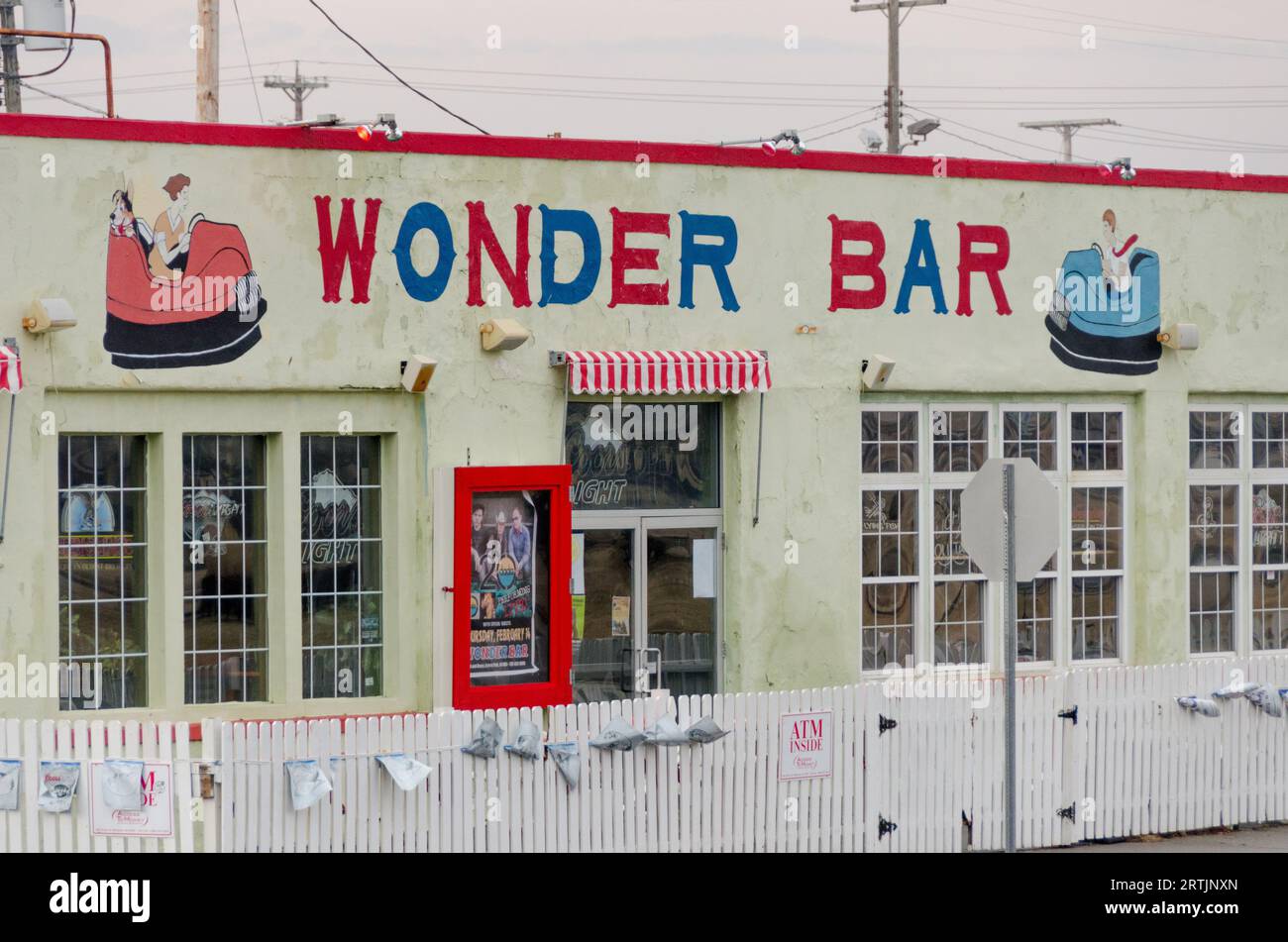 Murals of the old iconic bumper cars are painted on the Wonder Bar in