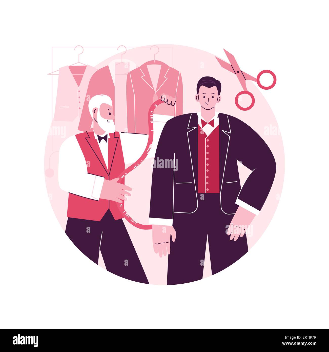 Male dressmaker sewing pink dress Royalty Free Vector Image