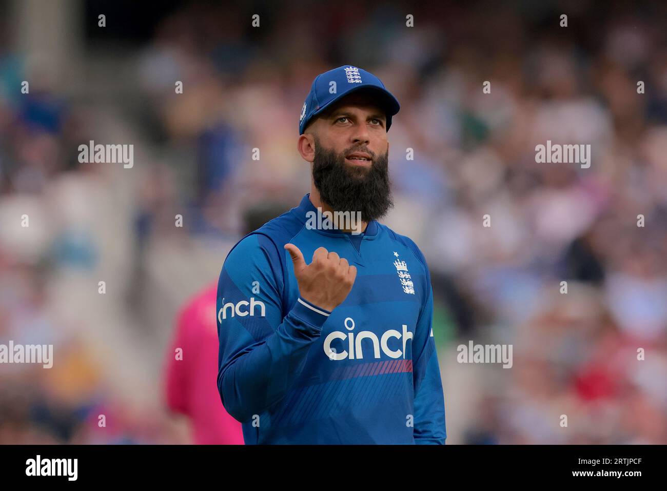 London, UK. 13th Sep, 2023. England's Moeen Ali in the field as England take on New Zealand in the 3rd Metro Bank One Day International at The Kia Oval Credit: David Rowe/Alamy Live News Stock Photo