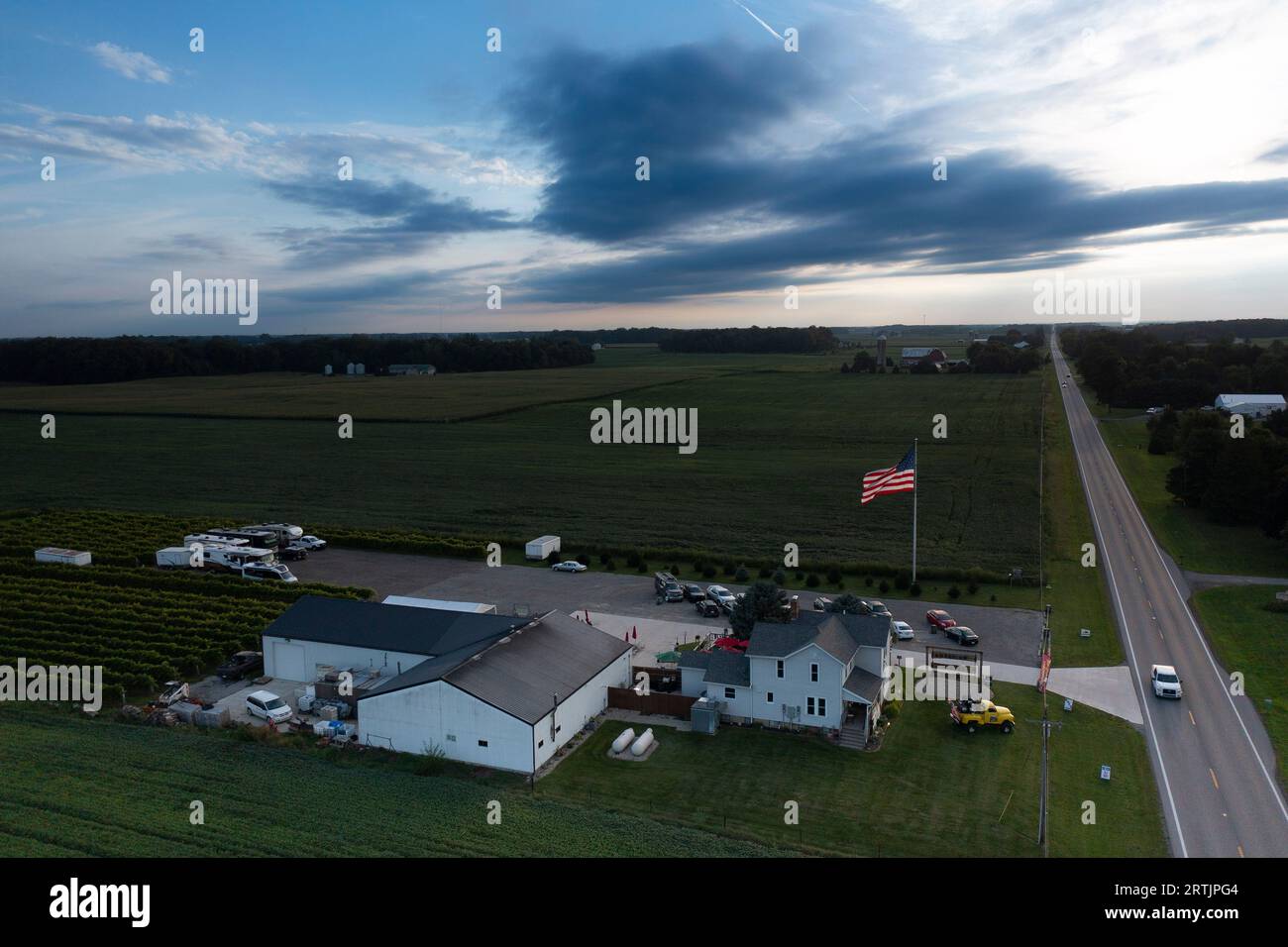 Aerial View of farm land in Ohio Stock Photo Alamy