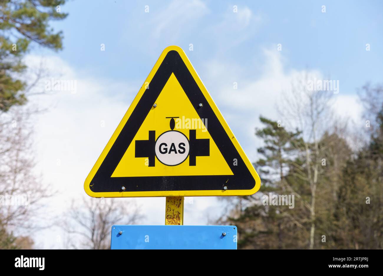 Gas underground. Gas piping location marker. Gas pipes in the ground