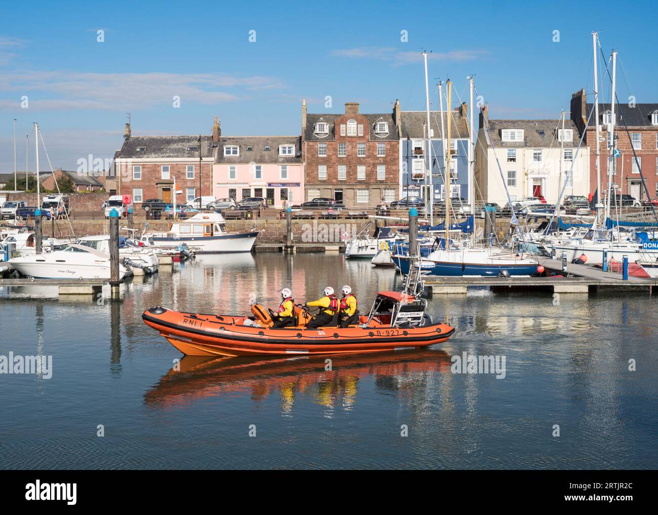 RNLI Atlantic 85 class inshore lifeboat Dylan Rotchell in Arbroath harbour, Angus, Scotland, UK Stock Photo