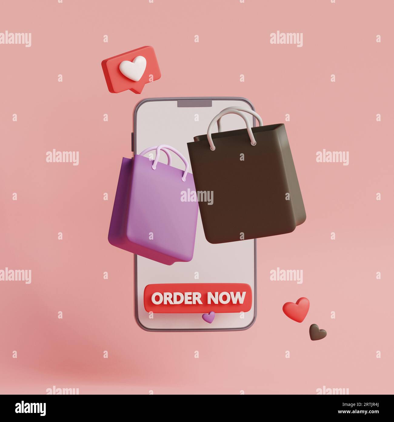 Smartphone with shopping bags. online shopping concept. 3d render ...