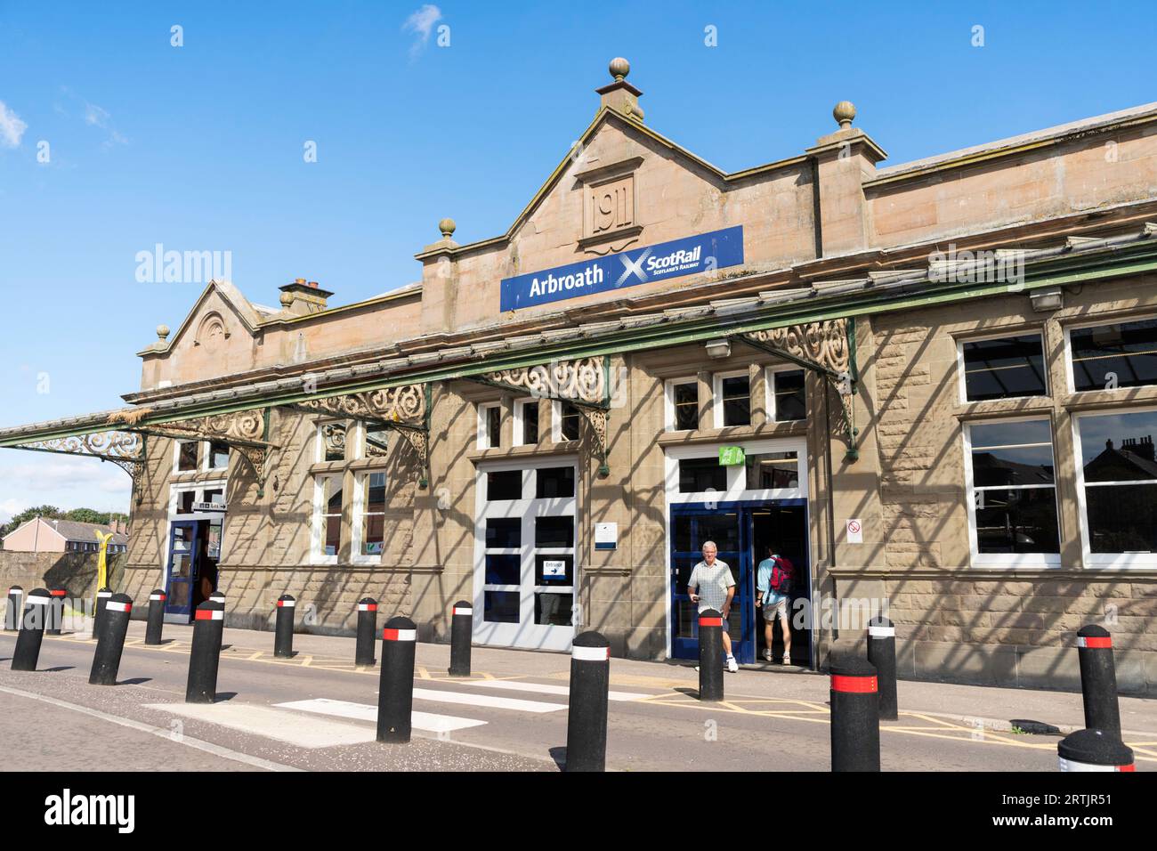 Entrance to Arbroath railway station, Angus, Scotland, UK Stock Photo