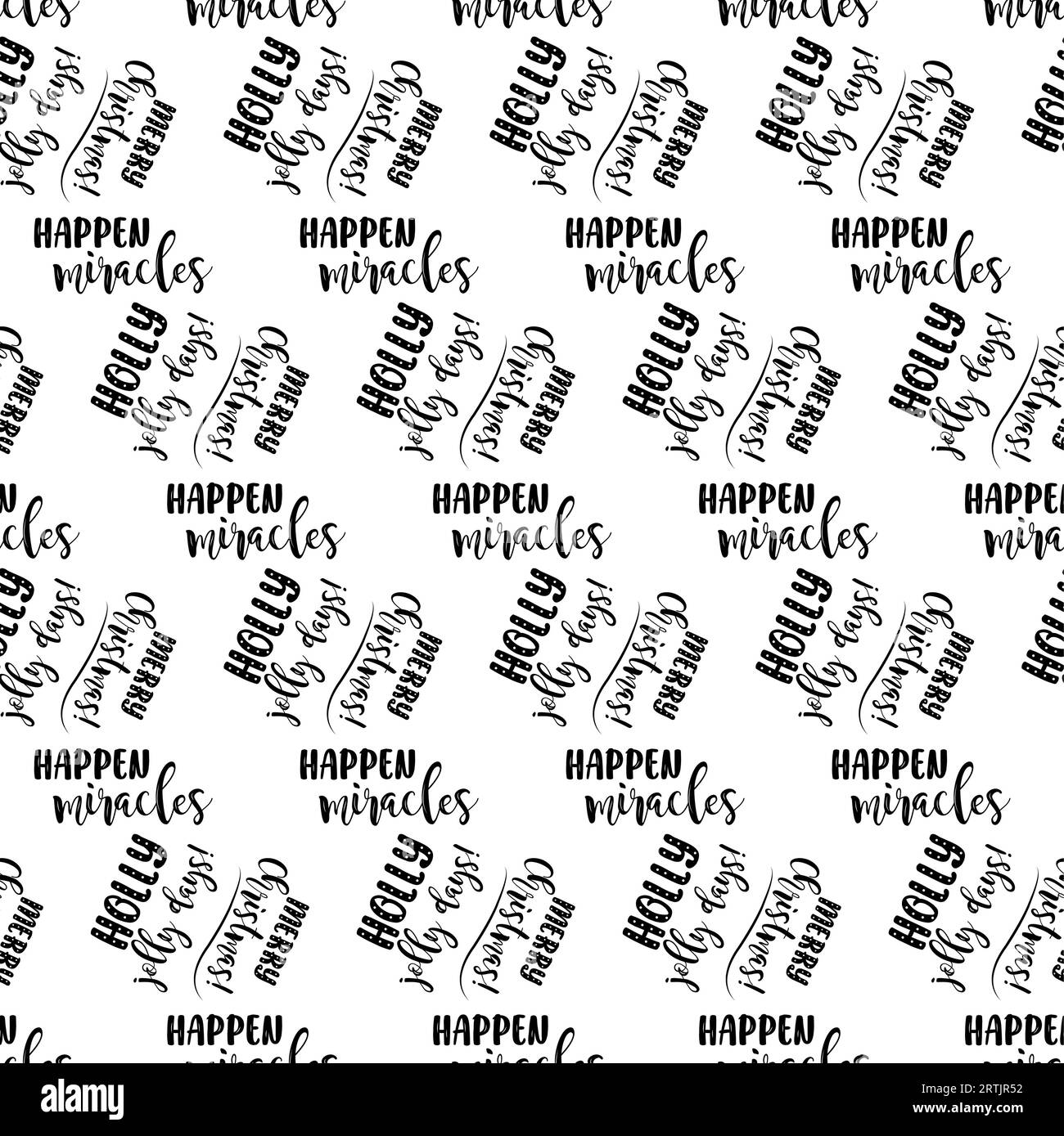 A seamless pattern with New Year's inscriptions. Vector illustration Stock Vector