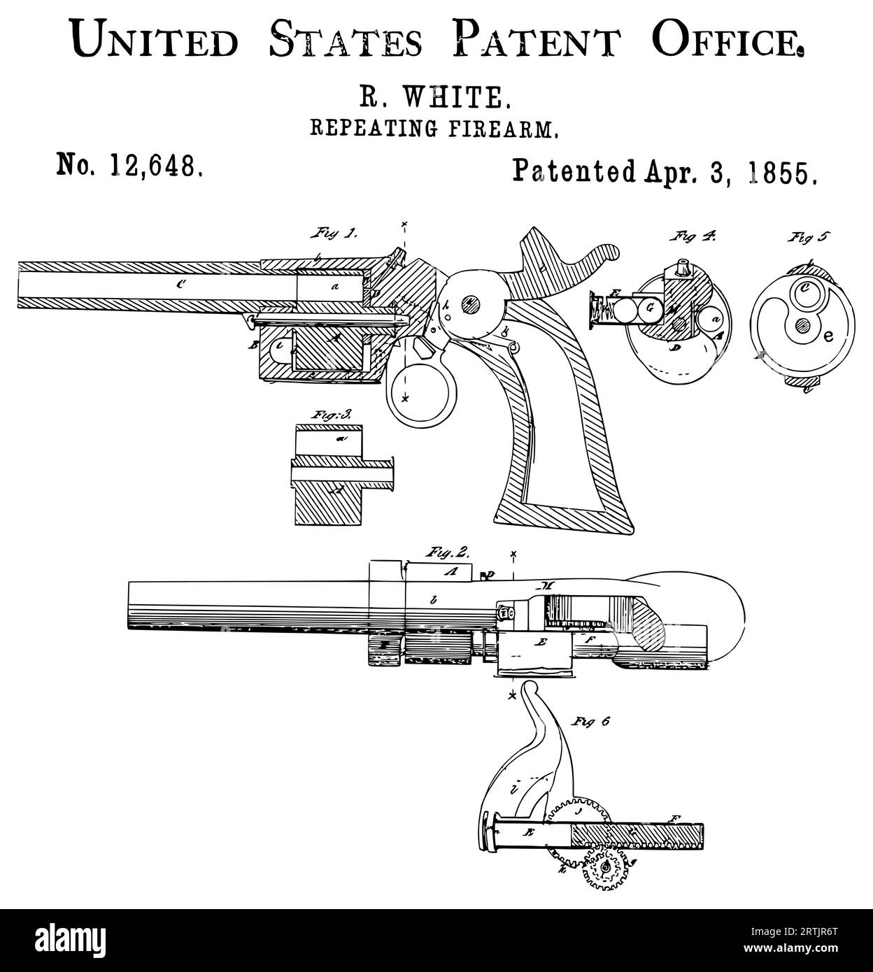1855 Repeating firearm Gun Patent Art Stock Vector Image & Art Alamy