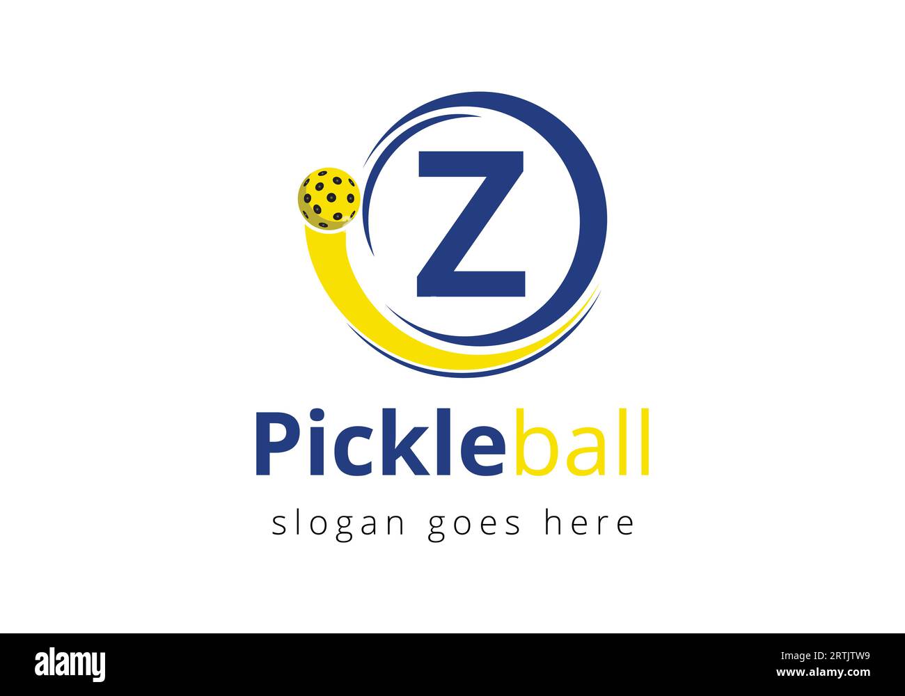 Initial Z Letter alphabet with Pickleball Logo Concept With Moving Pickleball Symbol Stock Vector