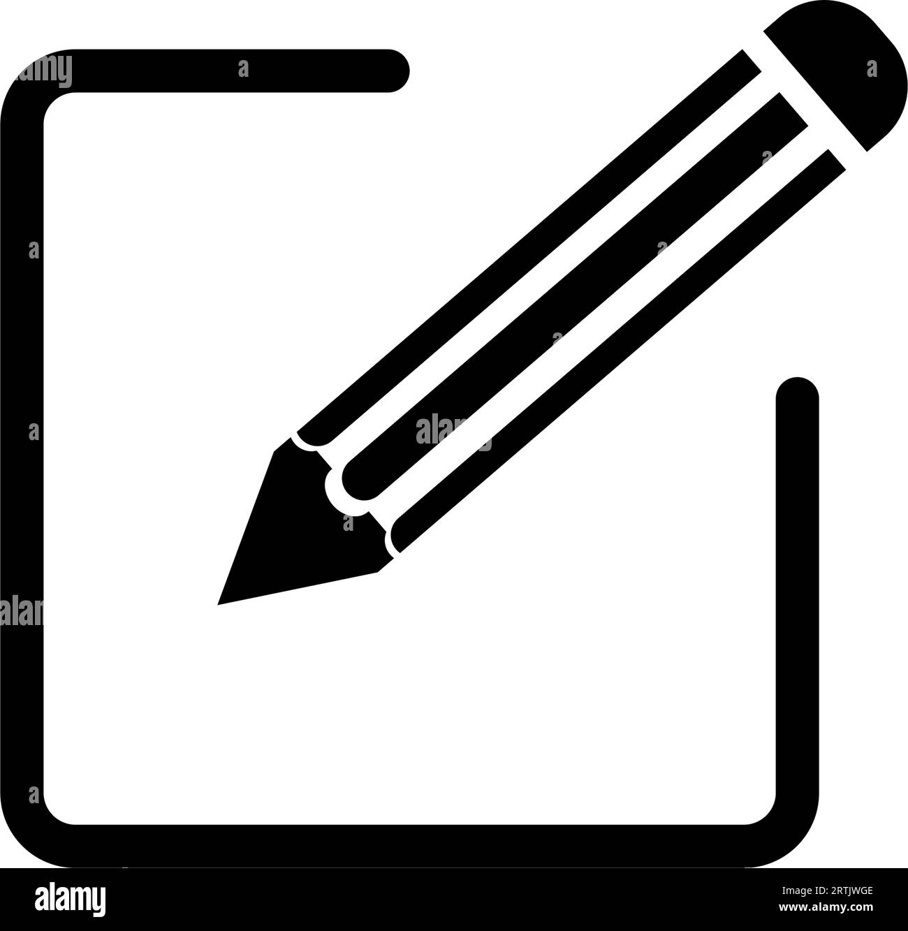 Pencil icon with Notepad Document Edit. Write icon, Pencil and Paper glyph symbol. Edit text icon and essay icon, Pencil drawing contract web symbol. Stock Vector