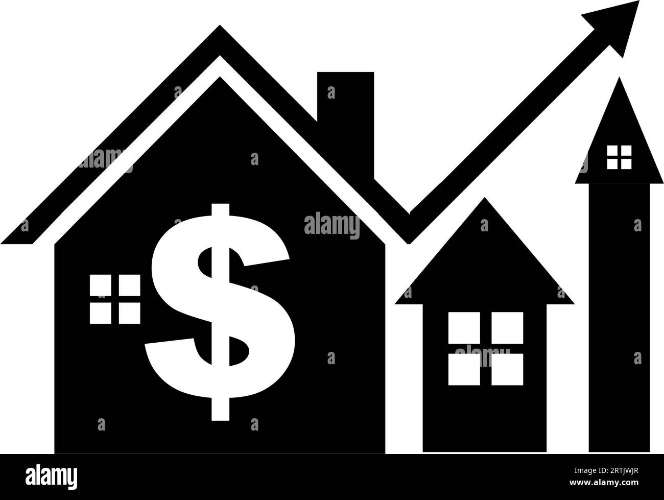 Mortgage rate icon, House investment growth icon. Increased housing price for High inflation rate. Property profit increase Cost of living concept. Hi Stock Vector