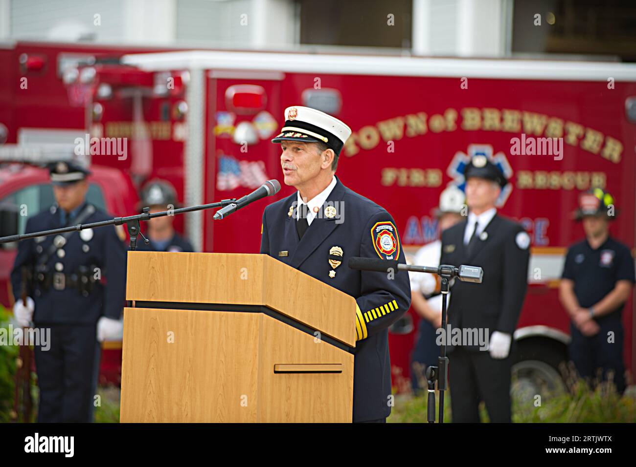 911 commemoration ceremony at Brewster, MA Fire Headquarters on Cape