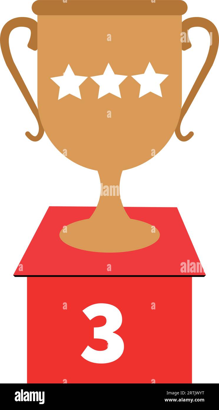 Winner Award Trophy Podium Gold Cup, silver Cup, bronze Cup. Sports Award first and second and