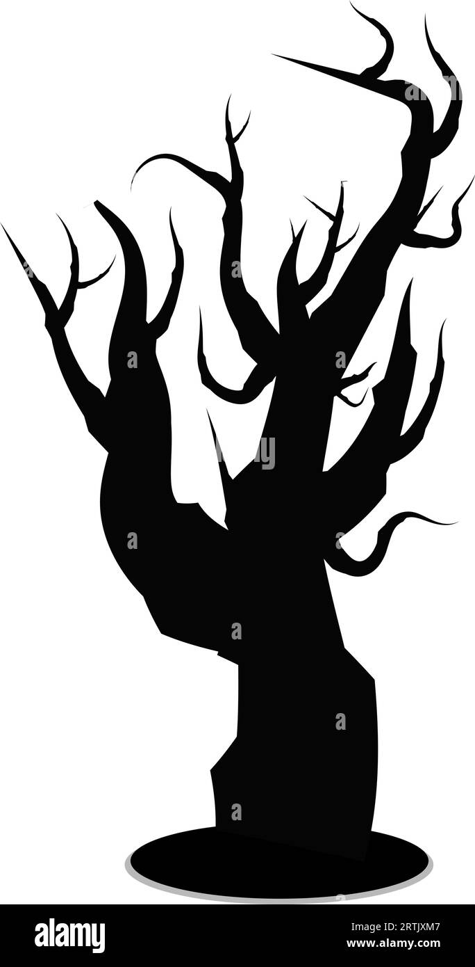 Tree icon with vector halloween black silhouette Stock Vector